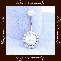 Joli Piercing de Nombril style Perle & Diamant